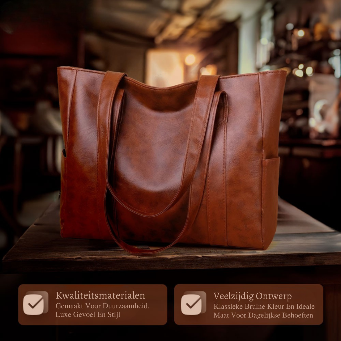 Martha | Gaat lang mee — Stevige Leren Handtas